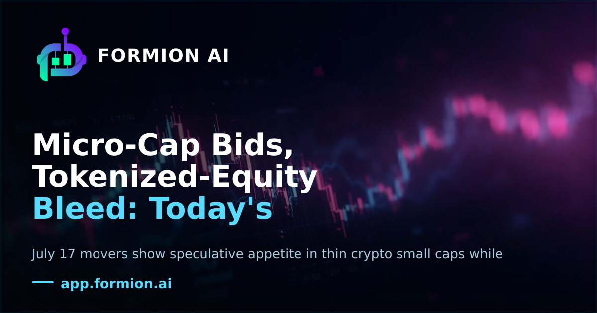 Micro-Cap Bids, Tokenized-Equity Bleed: Today's Rotation Read