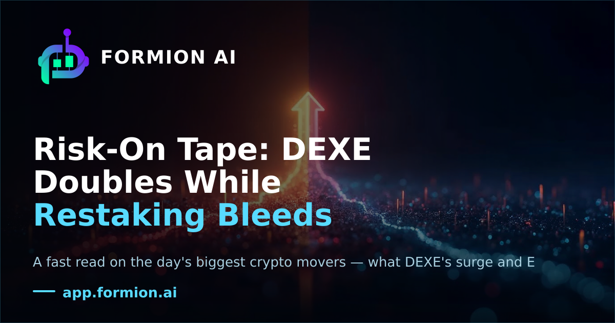 Risk-On Tape: DEXE Doubles While Restaking Bleeds